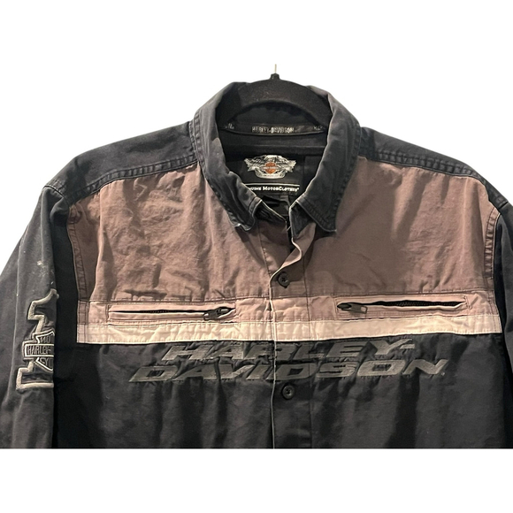 Harley Davidson Vinta Shirt Jacket Size Large Button Down Biker Embroidered Mens - Picture 4 of 11